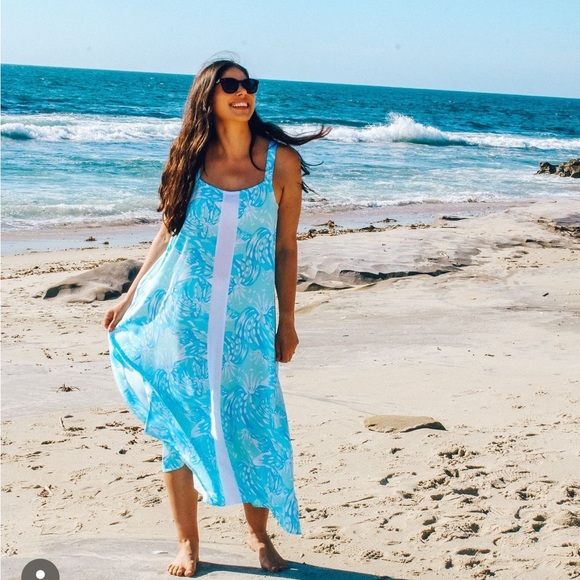 Lilibridge Blue Tropics Midi Dress | Color: Blue | Size: M | - Picture 7 of 10